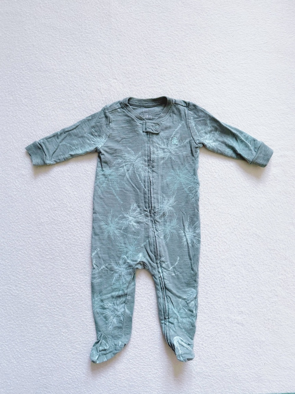 3/$25 Baby GAP First Favorites Palm Tree Zipper Footed Sleeper Sage Green 3-6M